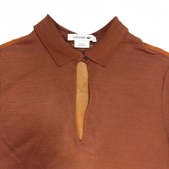 Lacoste Womens Wool Blend Long Sleeve Polo Dress Brown Colorblock Size 38 US 6 - Picture 4 of 16